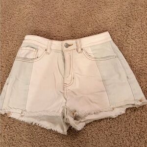 PacSun White and Light Blue Jean Shorts